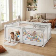 Baby Playpen 140x200 cm Dry Ball Pit Play Area Grey with Carry Bag ECOTOYS