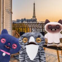 Fuggler Alley Cats (Wide Eyed Cat) – juokingas bjaurus monstriuko pliušinis žaislas su žmogaus dantimis