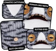 Fuggler Alley Cats (Wide Eyed Cat) – juokingas bjaurus monstriuko pliušinis žaislas su žmogaus dantimis