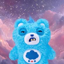 „Fuggler Care Bears“ 23 cm pliušinis žaislas (Grumpy Bear) iš „ZURU“ – juokingas bjaurus monstras, minkštas žaislas su žmogaus formos dantimis, kolekcinis pliušinis žaislas vaikams, paaugliam