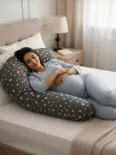 La Bebe™ Moon Cotton Maternity Pillow Art.30579834 Nordic Cats. Large pregnancy pillow with Memory Foam filling (especially soft and quiet filling)