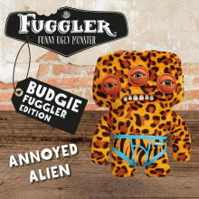 Fuggler Annoyed Alien (Leopard) 23cm - Exclusive Underoo Mcgoo by ZURU juokingas bjaurus monstras, pliušinis kolekcinis žaislas – ginger, vaikiškas minkštas žaislas