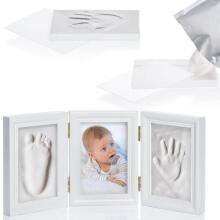 United Baby Picture Frame Imprint Set Art.277525 Rankų ir kojų atspaudas trijų dalių rėmas