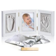United Baby Picture Frame Imprint Set Art.277525 Rankų ir kojų atspaudas trijų dalių rėmas