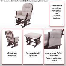 Mendler Relaxing Rocking Chair Art.HWC-C76 Cream/Brown supamoji kėdė