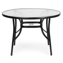 Apvalus sodo stalas 80 cm, terasai, sodui, balkonui, grūdintas stiklas, skėtuko anga, MultiGarden