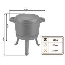 Emaliuotas ketaus puodas 8l su stoveliu + grilio keptuvė BD-480 348010