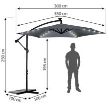 Sulankstomas sodo skėtis 6 segmentai 350 cm su uždanga ir šviesomis Plonos PL-882