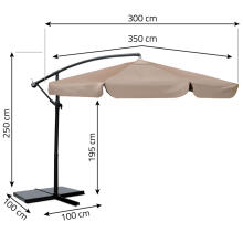 Sulankstomas sodo skėtis 8 segmentai 350 cm su uždengimu Plonos PL-881