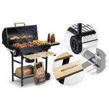 Garden charcoal grill barrel with chimney shelves + thermometer + ashtray Berdsen BD-895 black