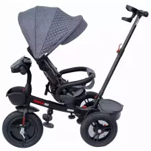 Bebe Basic Schumacher Kid  Air Trike Art.281267  Grey vaikiškas triratukas su rankena, stogu ir pripučiamais ratais