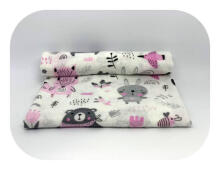 Pampers - 20849 - FLANELIO SPAUSDINIMAS - EGA - MIŠKO GYVŪNAI - ROŽINIS - dydis 70x80 cm