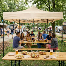 Automatinis išsiskleidžiantis sodo renginių paviljonas, palapinė, 3x3 m, smėlio spalvos, MultiGarden