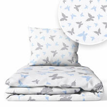 Užvalkalų komplektas - 2 vnt - 120x90, 40x60 - Drugelis - MĖLYNA / PILKA