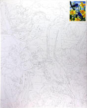Paveikslas pagal numerius - 45971 - MĖLYNI PAUKŠČIAI - dydis 40x50 cm