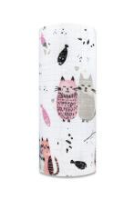 Diaper - 31265 - TETRA PRINT - EGA - FAMILLY KITTEN - PINK -  size 70x80 cm