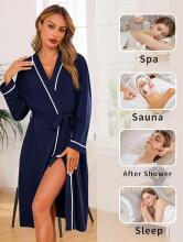 Italian Fashion Women Bathrobe Long Sleeve Art.286674 Navy  Maternity robe