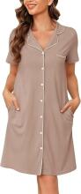 Italian Fashion Nightdress Art.286687 Light Grey  Maternity/Nursing Nightgown