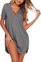 Italian Fashion Night Dress Art.287195 Grey Star Maternity/Nursing Nightgown