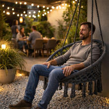 Boho pakabinamas kėdė sodo supynė, pilka, MultiGarden