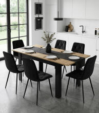 Išskleidžiamas stačiakampis stalas 120-160x80 cm virtuvei, valgomajam 4-6 asmenims, ąžuolo artisan