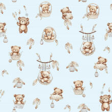 Cover set -  2 pcs - 135x100, 40x60 - BEAR in BASKET - BLUE
