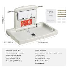 Kidsworld Removable Changing Table  Art.288487 White persirengimo stalas (montuojamas ant sienos)