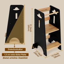 Cosyland Wooden Learning Tower Art.288718 Black Medinė virtuvės taburetė/laiptelis mažyliams
