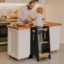 Cosyland Wooden Learning Tower Art.288718 Black Medinė virtuvės taburetė/laiptelis mažyliams