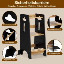 Cosyland Wooden Learning Tower Art.288718 Black Medinė virtuvės taburetė/laiptelis mažyliams