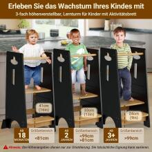 Cosyland Wooden Learning Tower Art.288718 Black Medinė virtuvės taburetė/laiptelis mažyliams