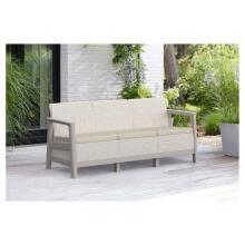 Trivietė sodo sofa &bdquo;Scandi Linea&ldquo;, pilka/šviesiai smėlio spalvos