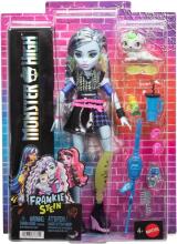 Monster High Franki Stein lėlė – trumpas megztinis, odinis sijonas ir Watzie