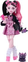 Monster High – Drakulaura lėlė su rožine suknele ir juodu kardiganu