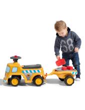 FALK Važiuojantis statybos sunkvežimis JCB su priekaba ir priedais 1-3 metų vaikams