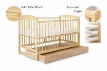 La Bebe™ Kids Wood Cot Pure Pine Art.279425 Natural  Natural Vaikiška medinė lovelė su stalčiumi 120x60 cm