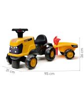 FALK Važiuojantis Traktorius JCB Fastrac su Priekaba, Kastuvu ir Grėbliu 1-3 Metų Vaikams