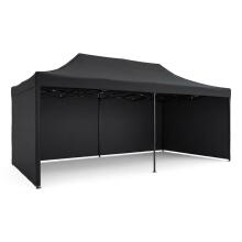 Sodo paviljonas 3 sienos 3 x 6m juodas plonas