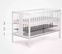 La Bebe™ Kids Wood Cot  Art.290261 White Комплект:Детская деревянная кроватка с ящиком+ постельное бельё+подковка Moon+масло для малыша 120x60см