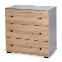 Klups Pauline Art.290267 Graphite/Oak Komplektas: Vaikiška lovelė su apsauginiu šonu 120x60 cm + komoda