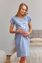 Doctornap  Cotton Night Dress Art.TCB.7459.SKY_BLUE.S.01  Хлопковая ночная рубашка для беременных/кормления
