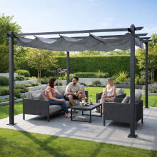 Terasinė pergola 3x4 m plieninė pavėsinė su stogu pilka MultiGarden