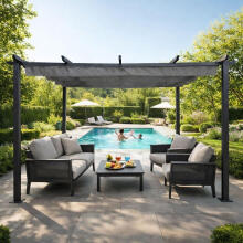 Terasinė pergola 3x4 m plieninė pavėsinė su stogu pilka MultiGarden