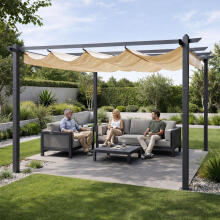 Sodo terasos pergola 3x4 m, plieninė, pavėsinė, smėlio spalvos, MultiGarden