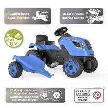 Smoby Traktorius Blue Farmer XL su Priekaba