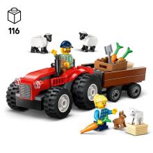 LEGO City Raudonas Ūkio Traktorius su Priekaba ir Avimis