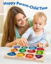 Coogam Wooden Colour Shape Art.294588 Montessori medinė dėlionės lenta