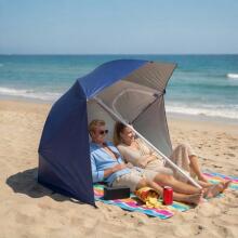 Parasol plážový 2v1 stan se stěnami nastavitelný 125-200 cm modrý MultiGarden