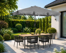 Prostokątnis didelis sodo skėtis įstrižas sulankstomas su rankenėle pilkas 200x130 cm MultiGarden