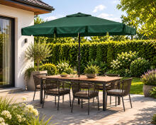 Prostokątnis didelis sodo skėtis šoninis sulankstomas su rankenėle žalias 200x130 cm MultiGarden